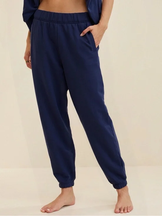 Aerie Navy Women's Elastic Waist Jogger Pants - Picture 1 of 3